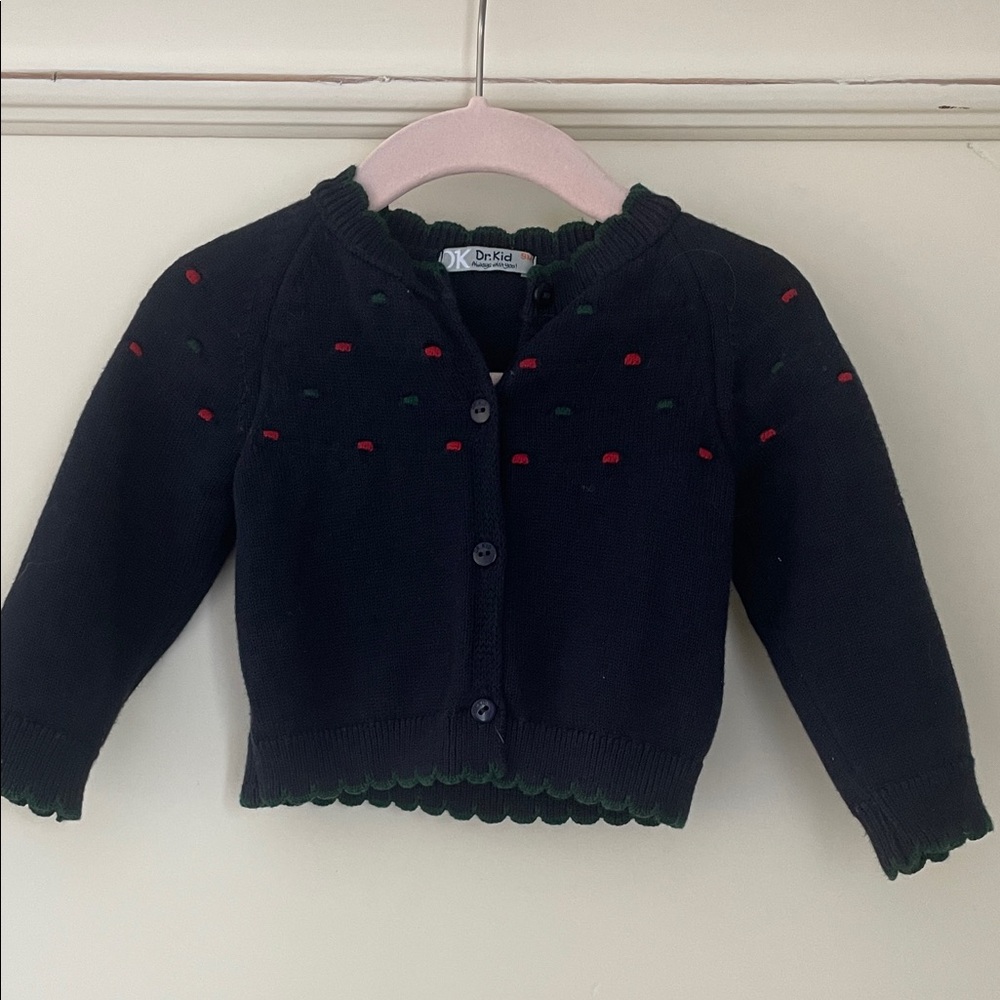 Dr Kid Navy Blue Embroidered Kids Cardigan - 9-12 Months